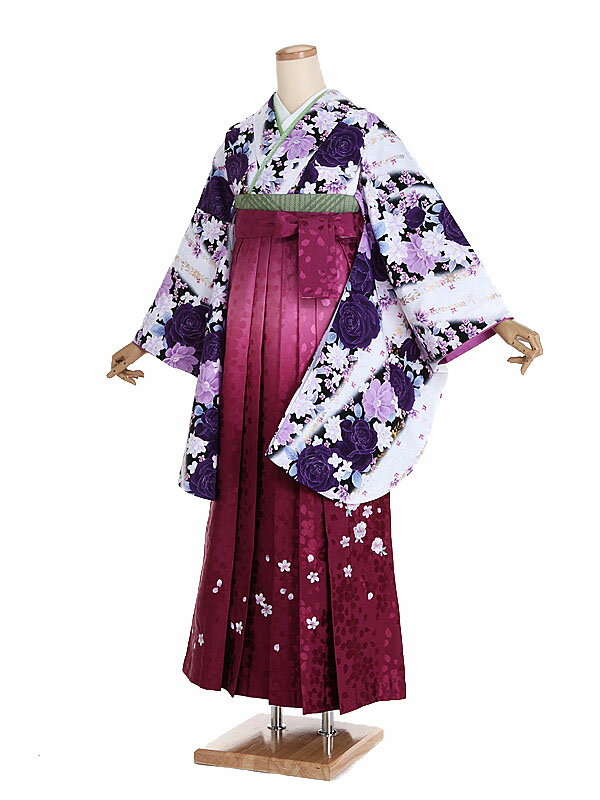 【レンタル】【卒業式袴 白・洋花×ビーズ・ピンク袴】卒業式 袴 レンタル 卒業袴 女袴 卒業式袴セット 大学生 短大 教員 先生 二尺袖袴フルセット 専門学生 謝恩会 高校 文化祭 個性 おしゃれ 被らない 往復送料無料 n511