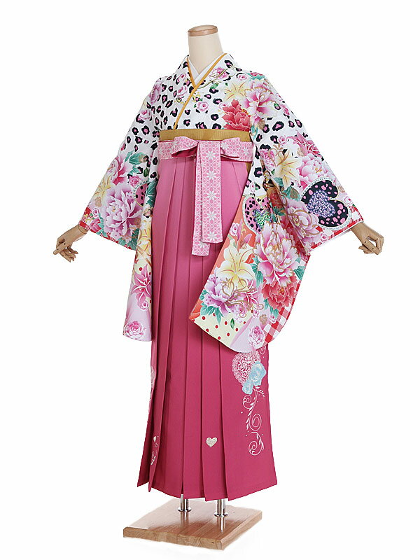 【レンタル】【卒業式袴 白・洋柄×刺繍・ピンク袴】卒業式 袴 レンタル 卒業袴 女袴 卒業式袴セット 大学生 短大 教員 先生 二尺袖袴フルセット 専門学生 謝恩会 高校 文化祭 個性 おしゃれ 被らない 往復送料無料 n544(4)