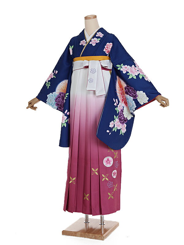 【レンタル】【卒業式袴 青・牡丹×刺繍・ピンク袴】卒業式 袴 レンタル 卒業袴 女袴 卒業式袴セット 大学生 短大 教員 先生 二尺袖袴フルセット 専門学生 謝恩会 高校 文化祭 個性 おしゃれ 被らない 往復送料無料 n616