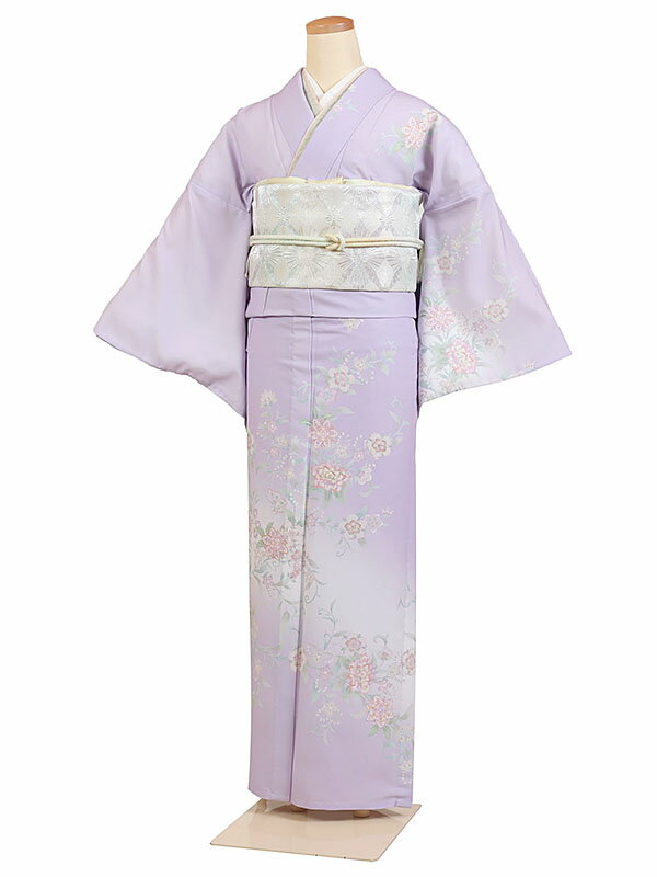 レンタル 訪問着 単衣 夏物 身長:155〜165cm 紫系 母親 着物 結婚式 お宮参り as-0172