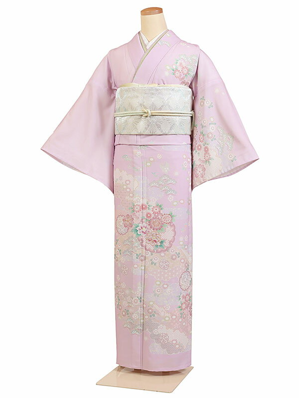 レンタル 訪問着 単衣 夏物 身長:155〜165cm 紫系 母親 着物 結婚式 お宮参り as-0173
