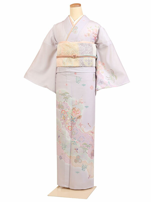 レンタル 訪問着 単衣 夏物 身長:155〜165cm 薄紫系 母親 着物 結婚式 お宮参り as-0177