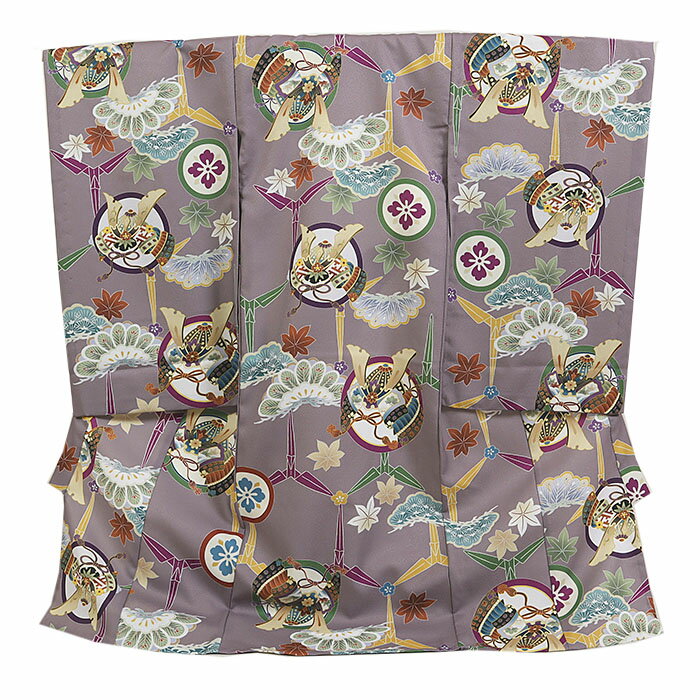 レンタル 初着 男児 単衣 夏物 紫グレー系 兜/くすみカラー お宮参り 産着 着物 男の子 ベビー 赤ちゃ..