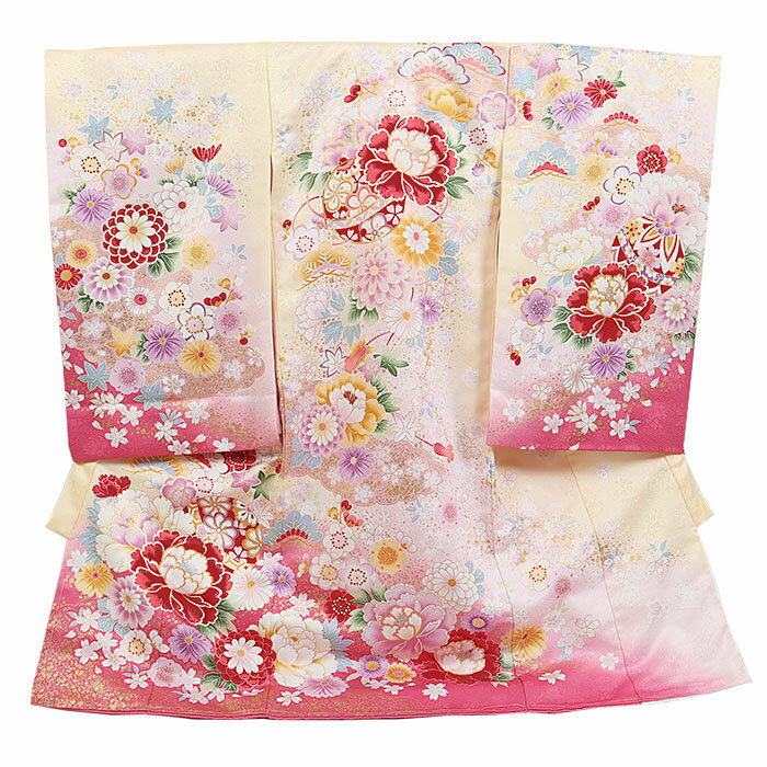 【レンタル】【初着 女児・クリーム系 牡丹・鈴】お宮参り 産着 祝い着 産着レンタル 祝着レンタル 初..