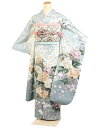 【成人式 】 レンタル 振袖 身長:155~165cm 正絹 グレー系 古典 着物 振り袖 フルセット f-817s
