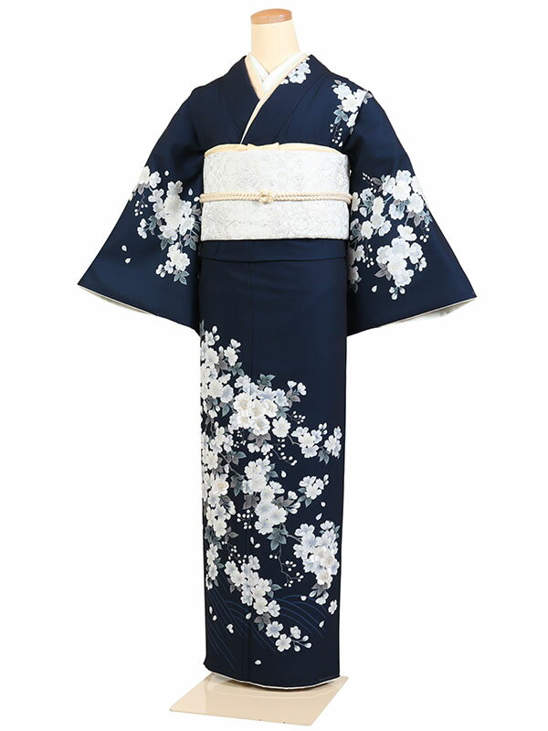 【レンタル】【紺系 桜】 訪問着レンタル 訪問着セット レンタル訪問着 着物レンタル 貸衣装 結婚式 入学式 卒業式 お宮参り 七五三 お母さん ママ 母親 パーティー 結納 お茶会 安い 往復送料無料 h01030
