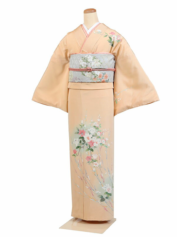 レンタル 訪問着 身長：155～165cm 正絹 クリーム系 四季花 着物 母親 結婚式 入学式 卒業式 お宮参り 七五三 h-1165