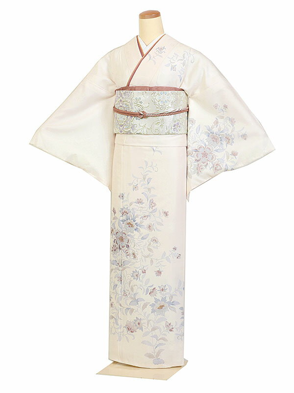 大きいサイズ 広幅 レンタル 訪問着 身長:160～170cm 号数:15〜17号 クリーム系 更紗