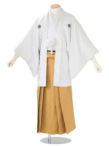 レンタル 紋付袴 身長:160〜165cm 白系 × からし 袴 フルセット 男性 結婚式 卒業式 mt-0096 レンタル 紋付袴 身長:160〜165cm 白系 × からし 袴 フルセット 男性 結婚式 卒業式 mt-0096