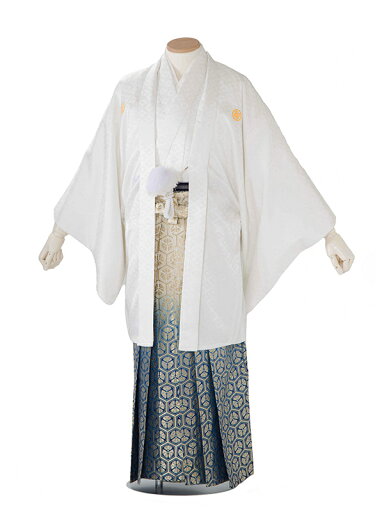 レンタル 紋付袴 身長:160〜165cm 白系 × 亀甲/白青ぼかし 袴 フルセット 男性 結婚式 卒業式 mt-0102 レンタル 紋付袴 身長:160〜165cm 白系 × 亀甲/白青ぼかし 袴 フルセット 男性 結婚式 卒業式 mt-0102
