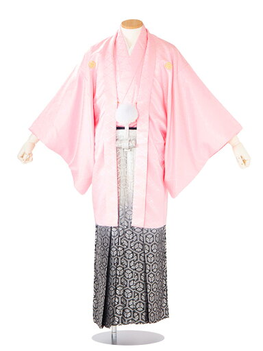 レンタル 紋付袴 身長:165〜170cm ピンク系 × 亀甲/白黒ぼかし 袴 フルセット 男性 結婚式 卒業式 mt-0116 レンタル 紋付袴 身長:165〜170cm ピンク系 × 亀甲/白黒ぼかし 袴 フルセット 男性 結婚式 卒業式 mt-0116