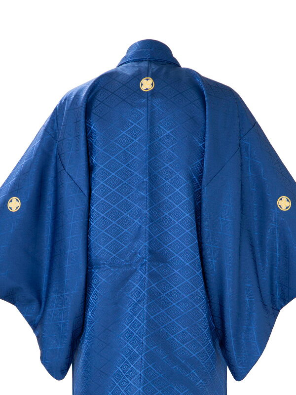 レンタル 紋付袴 身長：155〜160cm 紺系 × 黒金縞 袴 フルセット 男性 結婚式 卒業式 mt-0122