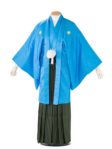 【成人式 】 レンタル 紋付袴 身長:175〜180cm 水色系 × 黒緑縞 袴 フルセット 男性 紋付 mt-0136s 【成人式 】 レンタル 紋付袴 身長:175〜180cm 水色系 × 黒緑縞 袴 フルセット 男性 紋付 mt-0136s