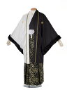 レンタル 紋付袴 身長:170~175cm 白黒系 × バラ/黒 袴 フルセット 男性 結婚式 卒業式 mt-0140
