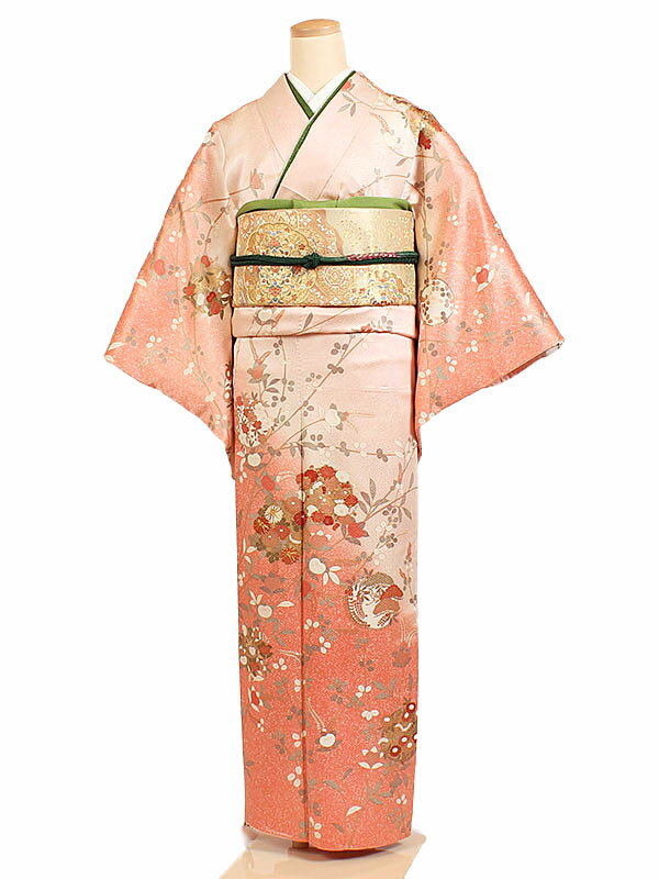 【レンタル】【訪問着　ピンク系】正絹訪問着レンタル 訪問着 レンタル 訪問着セット レンタル訪問着 着物レンタル 結婚式 入学式 卒業式 お宮参り 七五三 お母さん ママ 母親 パーティー 結納 お茶会 安い 往復送料無料 h046