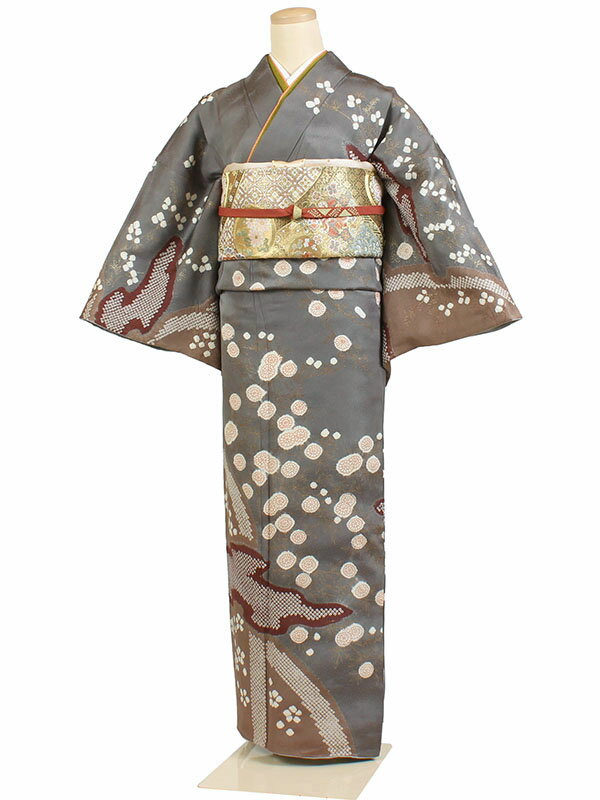 【レンタル】【訪問着 グレー系 疋田 菊】正絹 訪問着レンタル フルセット 入学式 卒業式 お宮参り 七五三 お母さん ママ 母親 訪問着セット レンタル訪問着 着物レンタル 貸衣装 結婚式 披露宴 パーティー 結納 お茶会 安い 往復送料無料 h075