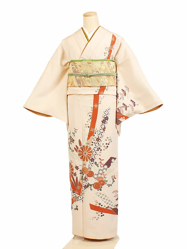 【レンタル】【訪問着・ベージュ系 四季花吉祥文様】正絹訪問着｜レンタル｜訪問着セット｜レンタル訪問着｜着物レンタル｜貸衣装｜結婚式｜入学式｜卒業式｜お宮参り｜七五三｜お母さん｜ママ｜母親｜パーティー｜結納｜お茶会｜安い｜往復送料無料 h184