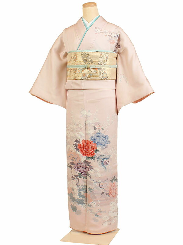 【レンタル】【訪問着 ピンク系 花鳥文】正絹 訪問着レンタル フルセット 入学式 卒業式 お宮参り 七五三 お母さん ママ 母親 訪問着セット レンタル訪問着 着物レンタル 貸衣装 結婚式 披露宴 パーティー 結納 お茶会 安い 往復送料無料 h285