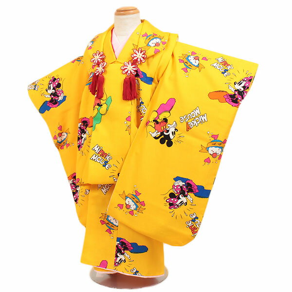 【レンタル】【七五三・3才女児】【ディズニー】黄地|七五三|被布着物|3歳|被布セット|753|貸衣装|子供|レンタル|女の子|3歳被布セット|安い|往復送料無...