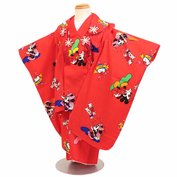 【レンタル】【七五三・3才女児】【ディズニー】赤地|七五三|被布着物|3歳|被布セット|753|貸衣装|子供|レンタル|女の子|3歳被布セット|安い|往復送料無...