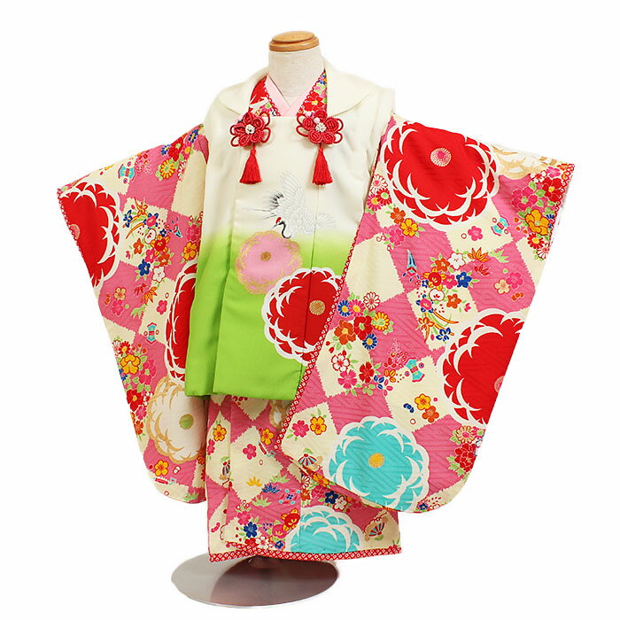 【レンタル】【七五三着物レンタル 3才女児被布 JAPAN STYLE(ジャパンスタイル) ピンク/ベージュ】ブランド 七五三 被布着物 3歳 被布セット 75...