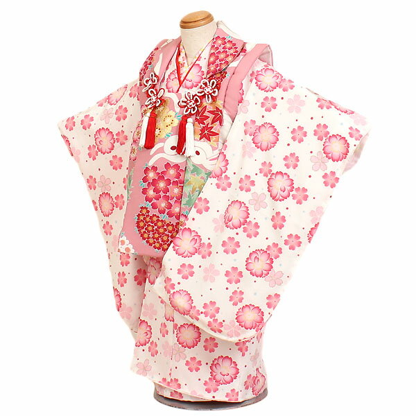 【レンタル】【七五三・3才女児】白地|七五三|被布着物|3歳|被布セット|753|貸衣装|子供|レンタル|女の子|3歳被布セット|安い|往復送料無料