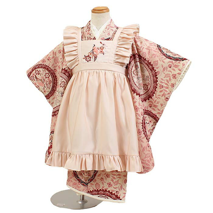 【レンタル】【七五三着物レンタル 3才女児 九重 ピンク系 フリルリボン】ブランド新作七五三 被布着物 3歳 被布セット 753 ひな祭り 貸衣装 子供 レンタ...