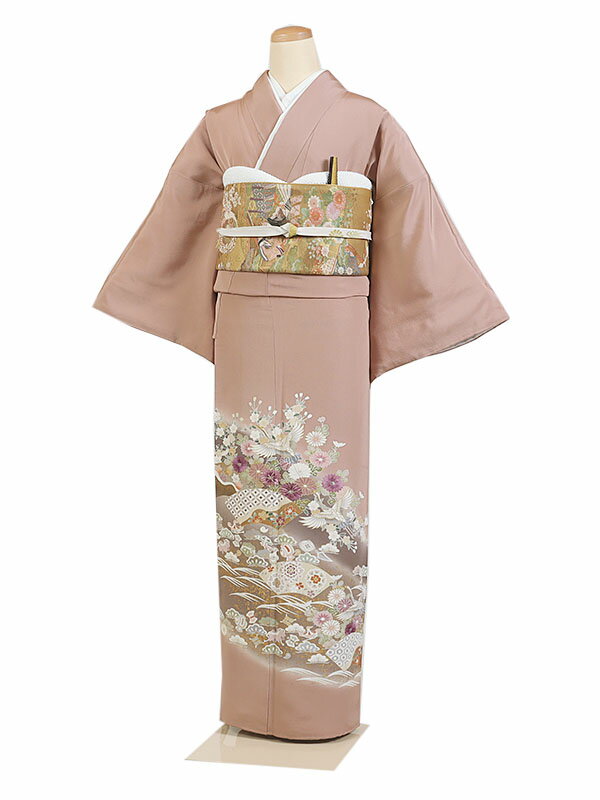 【レンタル】【色留袖・薄茶地】色留袖｜着物｜レンタル｜結婚式｜披露宴｜食事会｜表彰式｜貸衣装｜貸衣裳｜フルセット｜女性和服｜和服｜母親｜祖母｜親族｜チャペル｜安い｜往復送料無料 it027