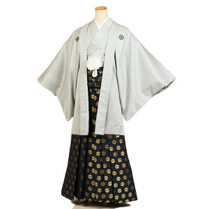 【レンタル】【成人式紋付袴 グレー菱紋×緑紺系 向かい鶴】165cm-170cm 紋付袴レンタル 男着物 袴 レンタル 紋付フルセット レンタル紋付 着物レンタル 貸衣装 成人式着物 男 男性用袴レンタル 二十歳 ハタチ 和服 安い 往復送料無料 メンズ mt10s安売り