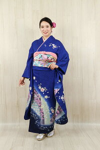 レンタル振袖セット・青地〔2月〜12月ご利用〕〔振袖レンタル〕〔結婚式・披露宴・パーティ〕〔卒業式レンタル〕〔貸衣装〕【往復送料無料】【smtb-k】【ky】