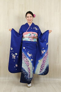 レンタル振袖セット・青地〔2月〜12月ご利用〕〔振袖レンタル〕〔結婚式・披露宴・パーティ〕〔卒業式レンタル〕〔貸衣装〕【往復送料無料】【smtb-k】【ky】【fy16REN07】