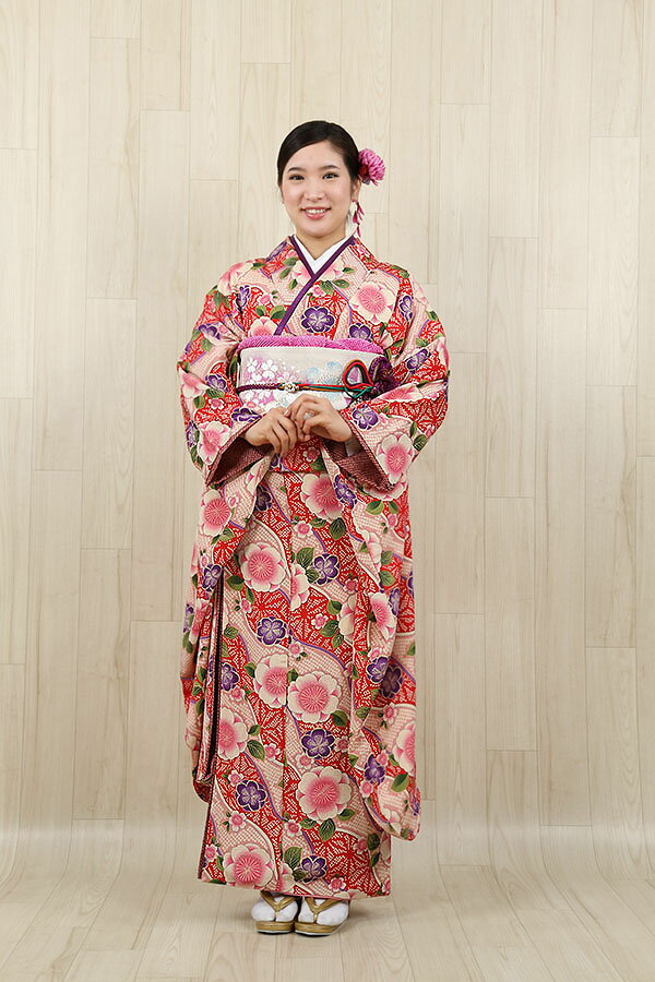 【レンタル】【振袖・赤地】振袖 
