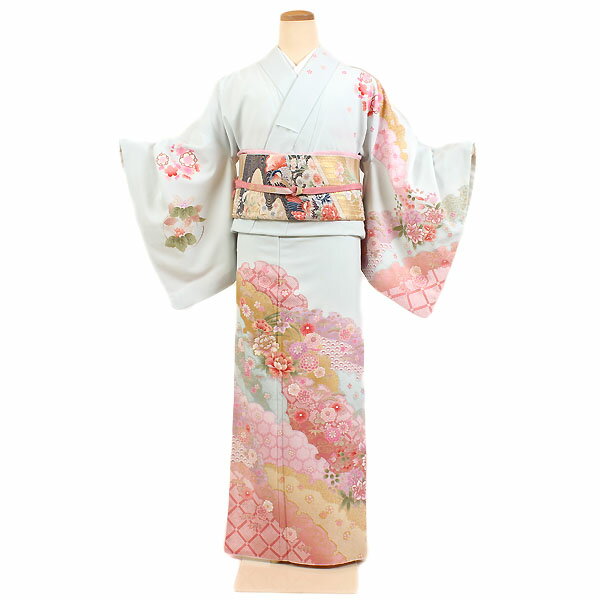 【レンタル】【訪問着・水色地】訪問着｜レンタル｜訪問着セット｜レンタル訪問着｜着物レンタル｜貸衣装｜結婚式｜入学式｜卒業式｜お宮参り｜七五三｜お母さん｜ママ｜母親｜パーティー｜結納｜お茶会｜安い｜往復送料無料