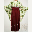【レンタル】袴レンタル15点フルセット【Sサイズ/グリーン矢がすり桜(2尺袖)&エンジ無地刺子(袴)】足袋プレゼント 袴 着物 フルセット レンタル 貸衣装 女性 和服 はかま 卒業式 大学