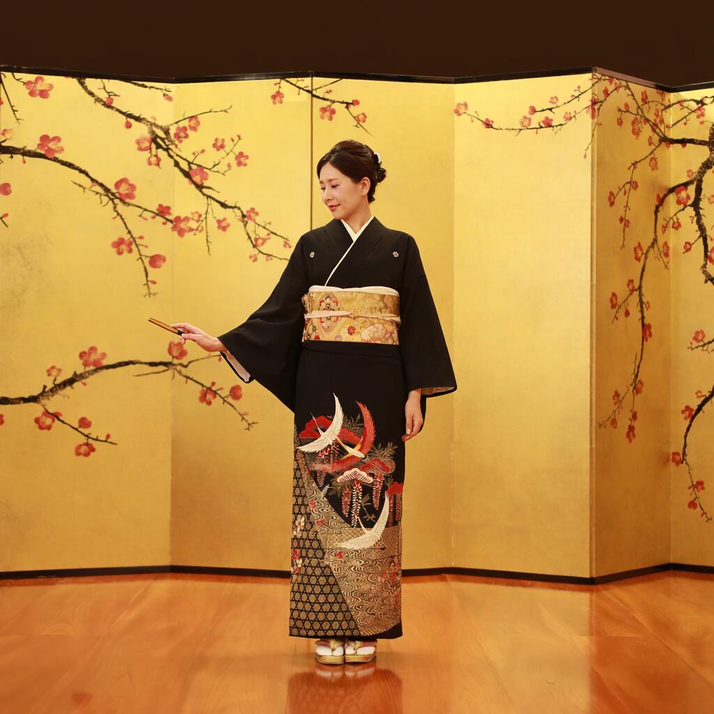 きものセレクトの【レンタル】藤川（金） 黒留袖 結婚式 母親用 フルセット（草履バック・着付け小物付き） 安心保証付き｜アングル2