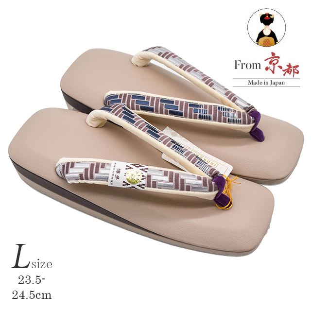 草履 単品 日本製 レディース 彩小径 IROKOMICHI カジュアル 女性 小紋 紬 お召 浴衣 ぞうり Lサイズ 2枚芯 京都 THZ23-3-2 skg0060-bob65