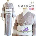 国内染め 洗える着物 夏着物 夏物 うすもの 紗 プレタ 仕立て上がり着物 女性 レディース BL TL サイズ 枠 カジュアル着物 汗対策 自分で洗濯♪ ブラウン ダークベージュ 上品 上質 日本製 着物枠