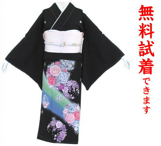 【最大3枚まで試着可能】ハナエモリ 黒留袖 レンタル 216番　フルセットレンタル 往復送料無料 試着OK かんざし 髪飾り レンタル 留袖 留袖レンタル レンタル留袖 黒留袖 フリーサイズ 【kuf】