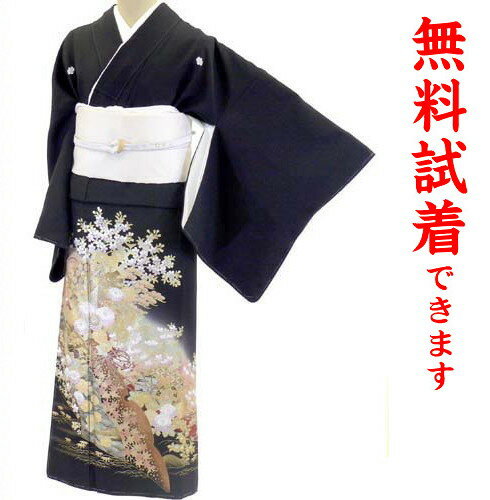 【最大3枚まで試着可能】金彩友禅　雪輪百景 黒留袖 レンタル 284番　フルセットレンタル 往復送料無料 試着OK かんざし 髪飾り レンタル 留袖 留袖レンタル レンタル留袖 黒留袖 フリーサイズ 【kuf】