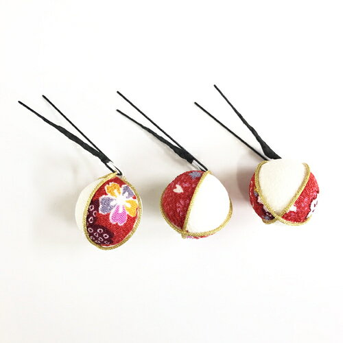 髪飾り Uピン 3本セット おしゃれ 飾り付きUピン 日本製 和柄 ちりめん 和装小物 振袖 ふりそで 和装 着物 成人式 かみかざり 浴衣 ゆかた アップヘア ヘアアクセサリー きもの kimono 39ショップ