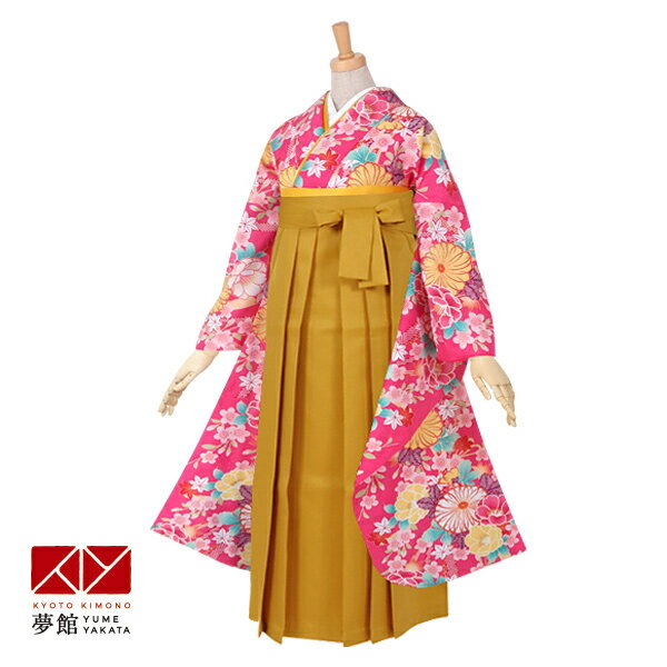 早期お届けキャンペーン【レンタル】袴 レンタル 小学生 女の子〔AG003〕ピンク 熨斗目に菊と桜(R435)卒業式 ジュニア 卒服 フルセット 十三参り 貸衣...