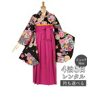 早期お届けキャンペーン【レンタル】袴 レンタル 小学生 女の子〔AG052〕黒 鞠に菊花(G657)卒業式 ジュニア 卒服 フルセット 十三参り 貸衣装 子供用