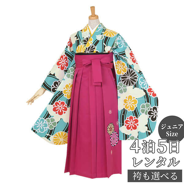 早期お届けキャンペーン【レンタル】袴 レンタル 小学生 女の子〔AG072〕水色 立涌に蝶(G687)(G695)卒業式 ジュニア 卒服 フルセット 十三参り ...