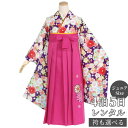 早期お届けキャンペーン【レンタル】袴 レンタル 小学生 女の子〔AG074〕紫 桜づくし卒業式 ジュニア 卒服 フルセット 十三参り 貸衣装 子供用
