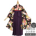 早期お届けキャンペーン【レンタル】袴 レンタル 小学生 女の子〔AG078〕黒 花くす玉卒業式 ジュニア 卒服 フルセット 十三参り 貸衣装 子供用