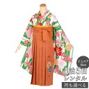 早期お届けキャンペーン【レンタル】袴 レンタル 小学生 女の子〔AG172〕緑 矢羽根にねじり梅と笹竹卒業式 ジュニア 卒服 フルセット 十三参り 貸衣装 子供...