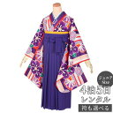 早期お届けキャンペーン【レンタル】【訳あり】和遊日 袴 レンタル 小学生 女の子〔AG205〕紫 縦縞 椿と葵・菊(A195)卒業式 ジュニア 卒服 フルセット...