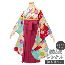 早期お届けキャンペーン【レンタル】ジャパンスタイル 袴 レンタル 小学生 女の子〔AG225〕青緑色 紅白椿卒業式 ジュニア 卒服 フルセット 十三参り 貸衣装...