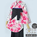 早期お届けキャンペーン【レンタル】南明奈 袴 レンタル 小学生 女の子〔AG303〕白 水玉に薔薇と小花(G523)卒業式 ジュニア 卒服 フルセット 十三参り 貸衣装 子供用