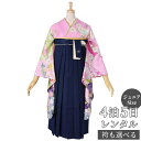【レンタル】袴 レンタル 小学生 女の子〔AG318〕ピンク金通し花車卒業式 ジュニア 卒服 フルセット 十三参り 貸衣装 子供用